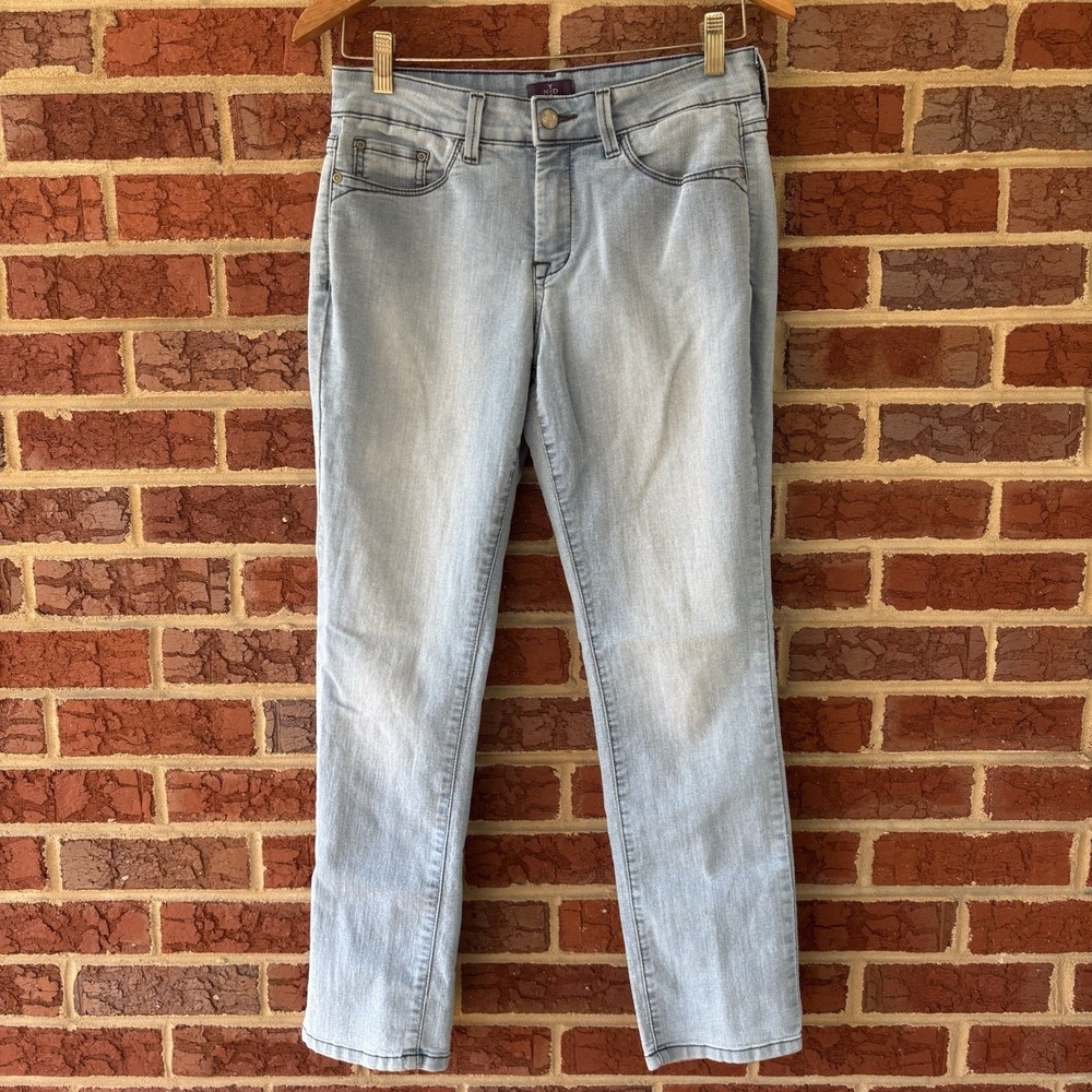 NYDJ Women's 6P Light Blue Mid Rise Lift Tuck Technology Legging Jeans 29X28 USA